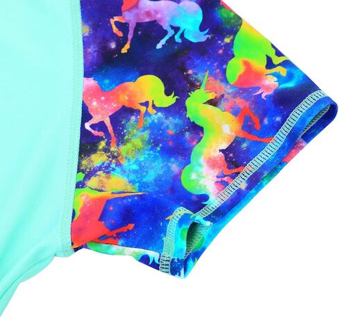 DUSISHIDAN Unisex Kids Two Piece Swimsuits Unicorn Print Short Sleeve 2-Piece Rash Guard Set with UV Protection in Saudi Arabia