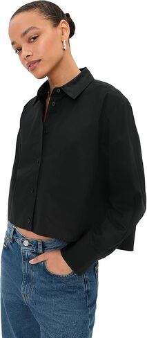 LE BOP Women's Felicity Boxy Cropped Poplin Top in Kuwait