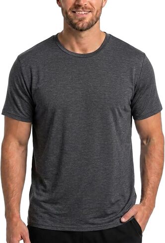 BLACKMYTH Men's Undershirts, Ultra Soft Viscose Made from Bamboo, Stretchy Breathable Tag-Free Moisture Wicking Tees in Kuwait