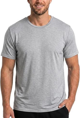 BLACKMYTH Men's Undershirts, Ultra Soft Viscose Made from Bamboo, Stretchy Breathable Tag-Free Moisture Wicking Tees in Kuwait