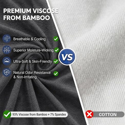 BLACKMYTH Men's Undershirts, Ultra Soft Viscose Made from Bamboo, Stretchy Breathable Tag-Free Moisture Wicking Tees in Kuwait
