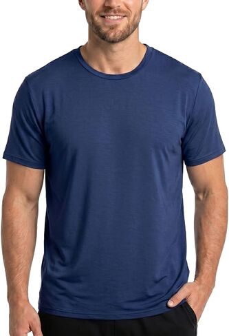 BLACKMYTH Men's Undershirts, Ultra Soft Viscose Made from Bamboo, Stretchy Breathable Tag-Free Moisture Wicking Tees in Kuwait