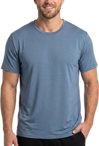 BLACKMYTH Men's Undershirts, Ultra Soft Viscose Made from Bamboo, Stretchy Breathable Tag-Free Moisture Wicking Tees in Kuwait