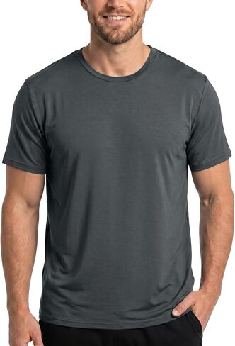 BLACKMYTH Men's Undershirts, Ultra Soft Viscose Made from Bamboo, Stretchy Breathable Tag-Free Moisture Wicking Tees in Kuwait