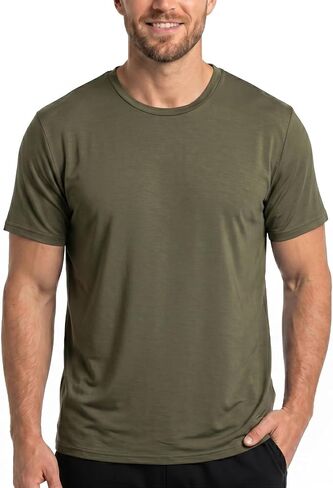 BLACKMYTH Men's Undershirts, Ultra Soft Viscose Made from Bamboo, Stretchy Breathable Tag-Free Moisture Wicking Tees in Kuwait