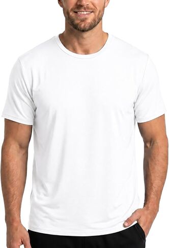 BLACKMYTH Men's Undershirts, Ultra Soft Viscose Made from Bamboo, Stretchy Breathable Tag-Free Moisture Wicking Tees in Kuwait