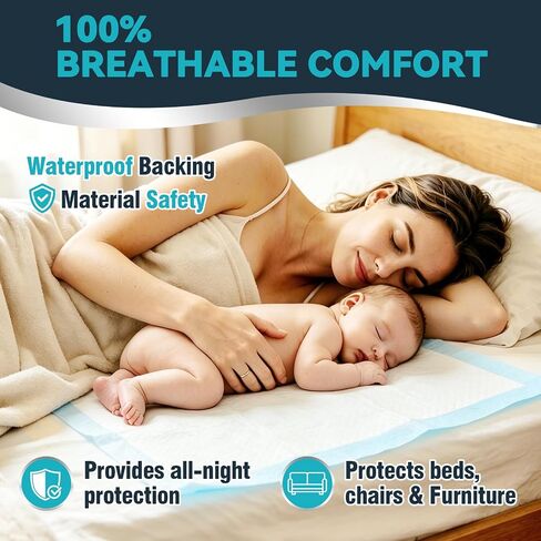 AAY 50 Count Extra Large Disposable Underpads for Incontinence, 40"x36" Super Absorbent Leak-Proof Bed Pads for Adults, Elderly, Kids, Pee Pads, Chucks Pads, Furniture & Surface Protection Pad in Saudi Arabia