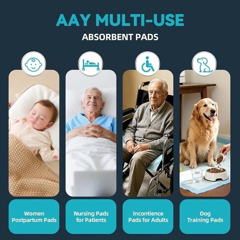 AAY 50 Count Extra Large Disposable Underpads for Incontinence, 40"x36" Super Absorbent Leak-Proof Bed Pads for Adults, Elderly, Kids, Pee Pads, Chucks Pads, Furniture & Surface Protection Pad in Saudi Arabia