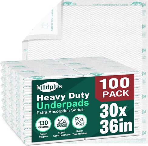 Heavy Duty Underpads 30"X36" ,100 Count, Ultra 10 Times More Absorbent Chucks Pads, Tear-Resistant Disposable Bed Pads with Strength Cloth Backing for Adults, Elderly in Saudi Arabia