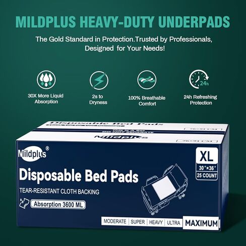 Heavy Duty Underpads 30"X36" ,100 Count, Ultra 10 Times More Absorbent Chucks Pads, Tear-Resistant Disposable Bed Pads with Strength Cloth Backing for Adults, Elderly in Saudi Arabia