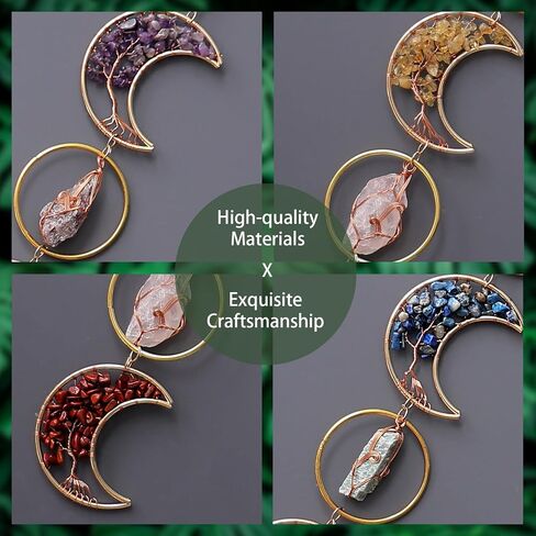 7 Chakra Crystal Dream Catcher, 7 Rings Moon Phase Wall Hanging, Handmade Natural Gemstone Tree of Life Window Decor Ornament, Boho Home Decor, Spiritual Gift for Women, Crystal Lovers in Kuwait
