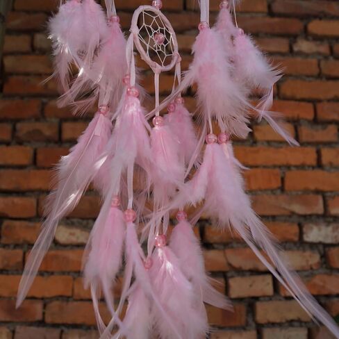 Triple Circles Silk Ribbon Pink Dream Catcher for Girls - Wall Decor for Bedroom, Girl's Room Hanging Decor, Boho Wall Art for Girls Bedroom in Saudi Arabia