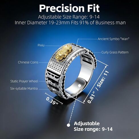 Business Wealth Pixiu Ring: temple Blessed - Symbol of Strategic Abundance for Entrepreneurs Negotiations Signings & Financial Success Adjustable 19-23mm - Velvet Gift Box in Saudi Arabia