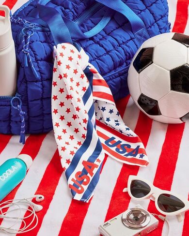 xo, Fetti Soccer USA Bandana | Patriotic Soccer Party Decor, Unisex Accessories, Red White Blue, USA Team, USA Flag, Sports Fan Gear, Football, Summer 2026 in Kuwait