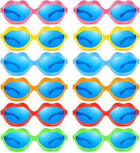 12 Pieces Jumbo Plastic Sunglasses, Oversized Lip Shaped Sunglasses Colorful Funny Novelty Party Giant Clown Props Party Eyewear for Festival Costume Cosplay Party Supplies Accessories in Saudi Arabia