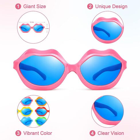 12 Pieces Jumbo Plastic Sunglasses, Oversized Lip Shaped Sunglasses Colorful Funny Novelty Party Giant Clown Props Party Eyewear for Festival Costume Cosplay Party Supplies Accessories in Saudi Arabia