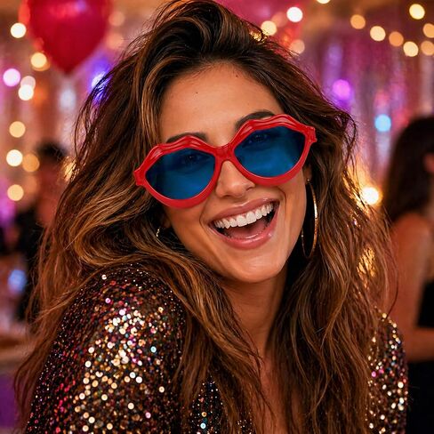 12 Pieces Jumbo Plastic Sunglasses, Oversized Lip Shaped Sunglasses Colorful Funny Novelty Party Giant Clown Props Party Eyewear for Festival Costume Cosplay Party Supplies Accessories in Saudi Arabia