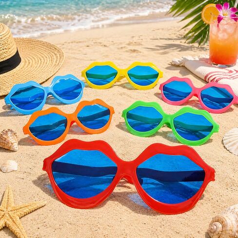 12 Pieces Jumbo Plastic Sunglasses, Oversized Lip Shaped Sunglasses Colorful Funny Novelty Party Giant Clown Props Party Eyewear for Festival Costume Cosplay Party Supplies Accessories in Saudi Arabia