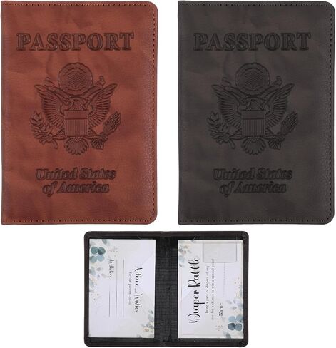 2pcs Passport Case, Passport Cover Holder for Travel, Waterproof PU Leather Ultra Slim Protector Lightweight Wallet Case Travel Essentials with Card Cover Slot Card Holders for Men & Women in Saudi Arabia
