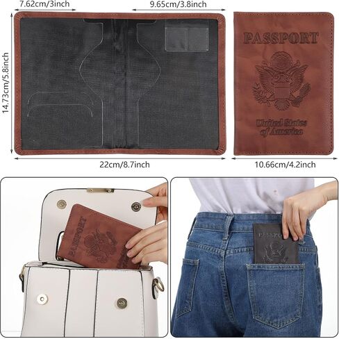 2pcs Passport Case, Passport Cover Holder for Travel, Waterproof PU Leather Ultra Slim Protector Lightweight Wallet Case Travel Essentials with Card Cover Slot Card Holders for Men & Women in Saudi Arabia