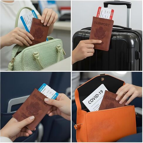 2pcs Passport Case, Passport Cover Holder for Travel, Waterproof PU Leather Ultra Slim Protector Lightweight Wallet Case Travel Essentials with Card Cover Slot Card Holders for Men & Women in Saudi Arabia