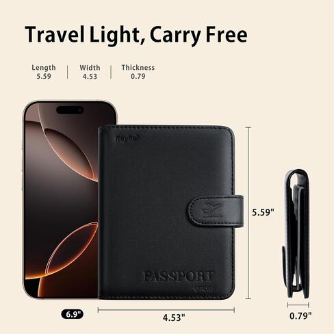 Reyke Passport Holder for Travel Works with Apple Find My (iOS Only), No Charging Needed, RFID Blocking Passport Cover Travel Wallet with 4 Card Slots, Boarding Pass, SIM Card & Cash Storage- Black in Saudi Arabia