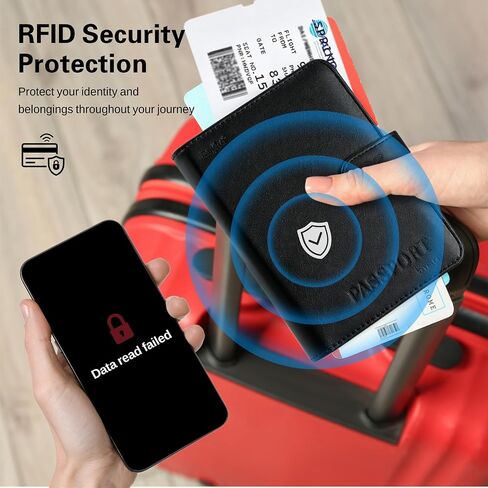 Reyke Passport Holder for Travel Works with Apple Find My (iOS Only), No Charging Needed, RFID Blocking Passport Cover Travel Wallet with 4 Card Slots, Boarding Pass, SIM Card & Cash Storage- Black in Saudi Arabia