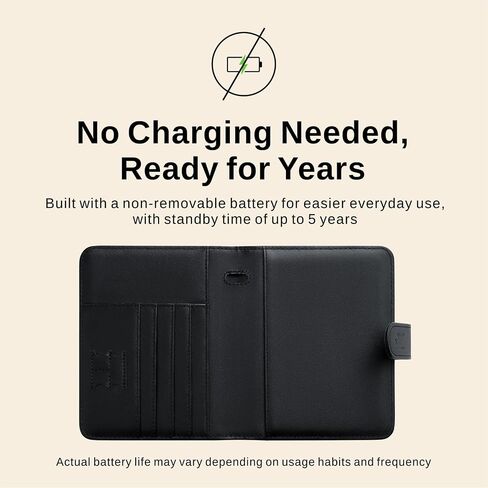 Reyke Passport Holder for Travel Works with Apple Find My (iOS Only), No Charging Needed, RFID Blocking Passport Cover Travel Wallet with 4 Card Slots, Boarding Pass, SIM Card & Cash Storage- Black in Saudi Arabia