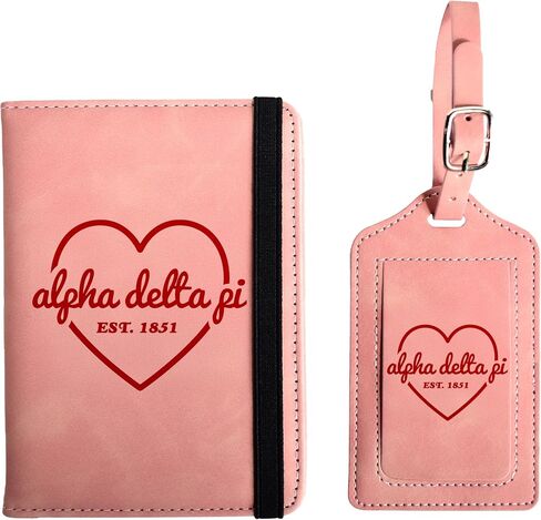 Alpha Delta Pi Passport Holder and Luggage Tag Travel Accessories Set, Officially Licensed Alpha Delta Pi Sorority Gift for Women in Saudi Arabia