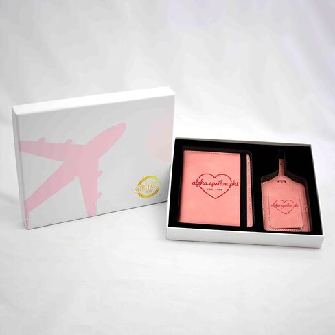 Alpha Delta Pi Passport Holder and Luggage Tag Travel Accessories Set, Officially Licensed Alpha Delta Pi Sorority Gift for Women in Saudi Arabia