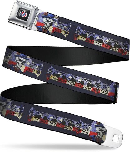 Grateful Dead Belt, Seatbelt Buckle Belt, Grateful Dead Dave'S Picks Skeleton Americana Bonus Art, Adjustable in Kuwait