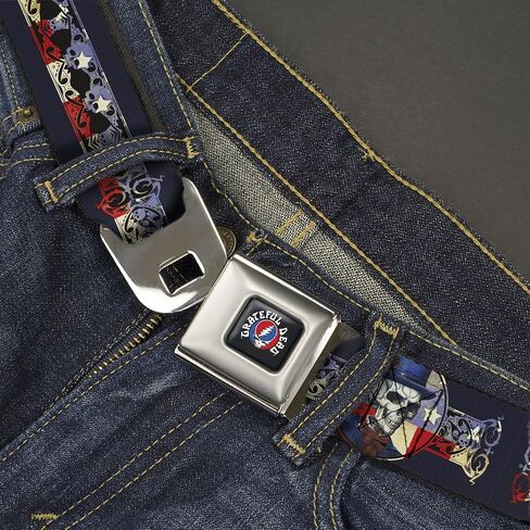 Grateful Dead Belt, Seatbelt Buckle Belt, Grateful Dead Dave'S Picks Skeleton Americana Bonus Art, Adjustable in Kuwait