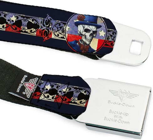 Grateful Dead Belt, Seatbelt Buckle Belt, Grateful Dead Dave'S Picks Skeleton Americana Bonus Art, Adjustable in Kuwait