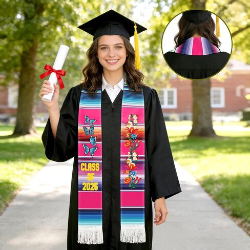 Mexican Graduation Stole, Class of 2026 Graduation Stole, Mexico Graduation Honor Sash Sarape for Senior High School College Graduation Gift Estolas De Graduacion 2026 in Saudi Arabia