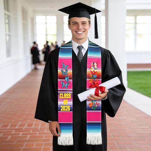 Mexican Graduation Stole, Class of 2026 Graduation Stole, Mexico Graduation Honor Sash Sarape for Senior High School College Graduation Gift Estolas De Graduacion 2026 in Saudi Arabia
