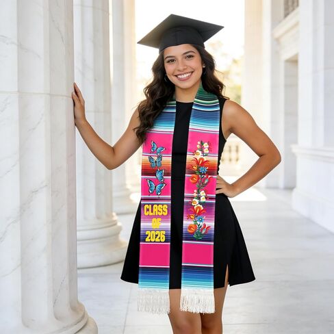 Mexican Graduation Stole, Class of 2026 Graduation Stole, Mexico Graduation Honor Sash Sarape for Senior High School College Graduation Gift Estolas De Graduacion 2026 in Saudi Arabia