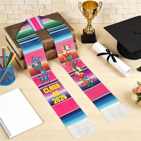 Mexican Graduation Stole, Class of 2026 Graduation Stole, Mexico Graduation Honor Sash Sarape for Senior High School College Graduation Gift Estolas De Graduacion 2026 in Saudi Arabia