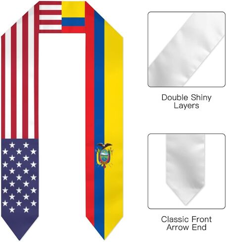 Ecuador & USA United States Flag Graduation Stole For International Student Stole Pride Shawls in Saudi Arabia