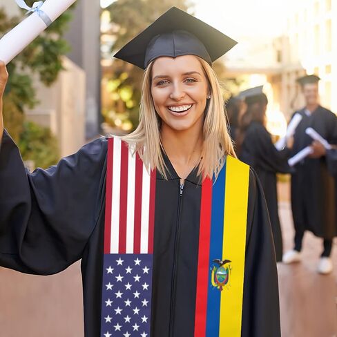 Ecuador & USA United States Flag Graduation Stole For International Student Stole Pride Shawls in Saudi Arabia