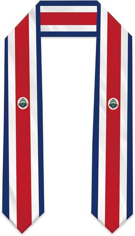Costa Rica Flag Graduation Stole Sash Scarf Double Layer Polyester Satin Fabric Anti-Wrinkle in Kuwait