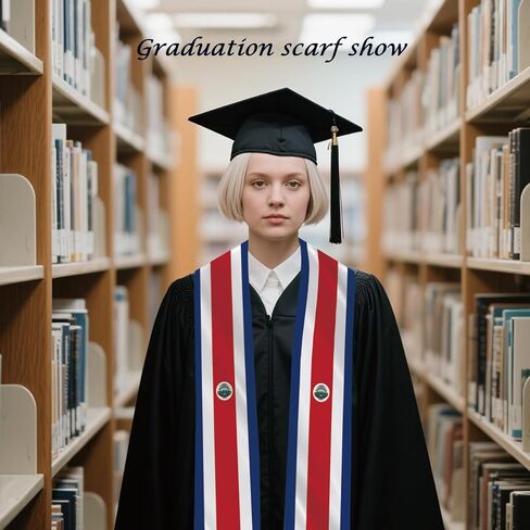 Costa Rica Flag Graduation Stole Sash Scarf Double Layer Polyester Satin Fabric Anti-Wrinkle in Kuwait