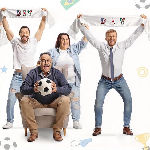 5/10 Pcs Sublimation Blank Soccer Fan Scarf, 57 x 7 Inch White Polyester DIY Custom Team Sports Long Scarf in Kuwait