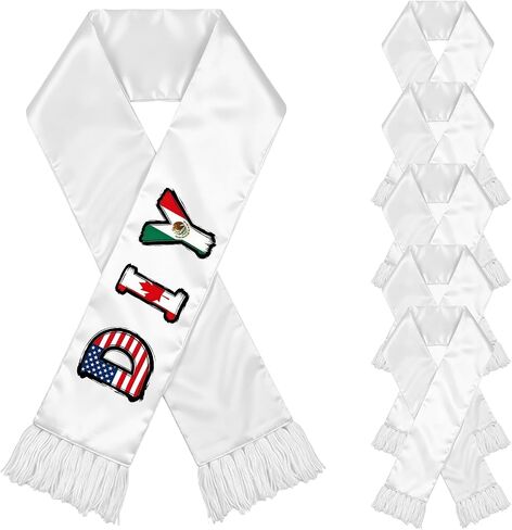 5/10 Pcs Sublimation Blank Soccer Fan Scarf, 57 x 7 Inch White Polyester DIY Custom Team Sports Long Scarf in Kuwait