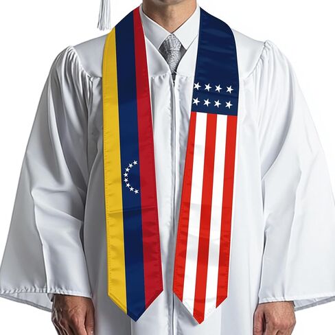 Venezuela Flag International Students Graduation Sash Stole Scarves 180 X 13 CM/70 X 5 INCHES Double Sided Graduation Decoration Item in Kuwait
