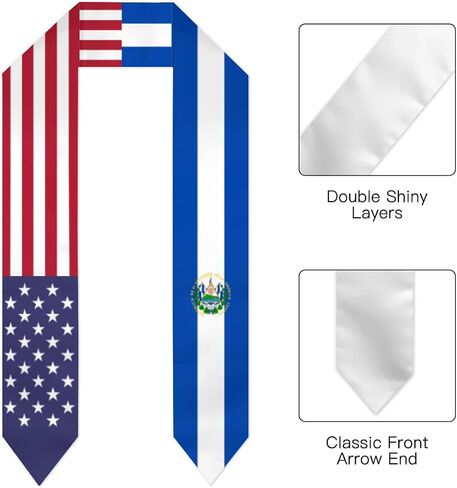 El Salvador & USA United States Flag Graduation Stole For International Student Sash Stole Pride Cheers Shawls in Saudi Arabia