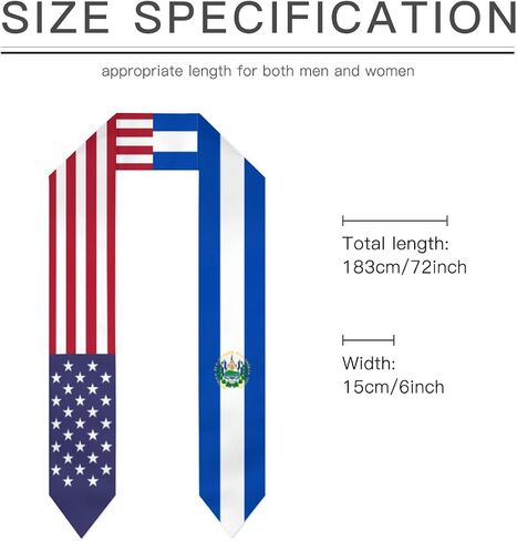 El Salvador & USA United States Flag Graduation Stole For International Student Sash Stole Pride Cheers Shawls in Saudi Arabia