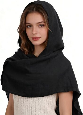 Medieval Hooded Scarf for Women - Renaissance Cowl Hood Shawl, Cotton Cape for Cosplay Festivals & Daily Wear in Saudi Arabia