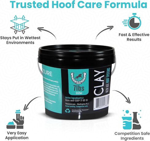 *New Heat Resistant Formula* Horse Hoof Thrush Treatment Clay and White Line Equine Care: Effective on Horses, Cows, Goats, Sheep, Pigs and All Hooved Animals-7lb Bucket in Kuwait
