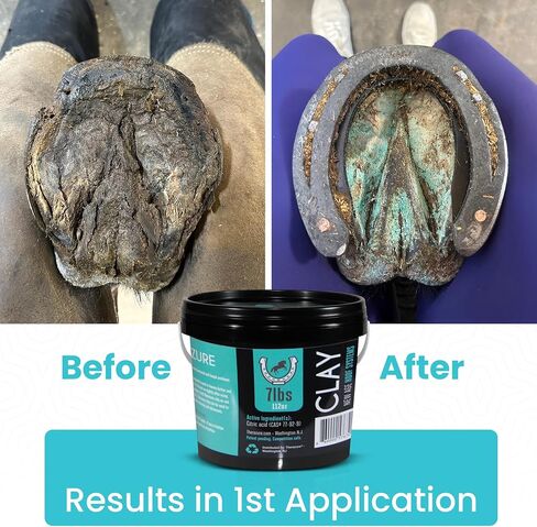 *New Heat Resistant Formula* Horse Hoof Thrush Treatment Clay and White Line Equine Care: Effective on Horses, Cows, Goats, Sheep, Pigs and All Hooved Animals-7lb Bucket in Kuwait