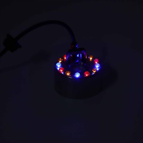 Generic صانع الرذاذ، مصنوع من سبائك الزنك 12 مصباح LED متغير اللون، جهاز ترطيب الضباب مع تصميم تبديد الحرارة، لنافورة المياه، مزهرية روكي لحمام الطيور (قابس أمريكي) in Kuwait